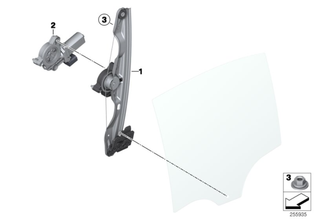 2015 BMW 328i xDrive Door Window Lifting Mechanism Diagram 2