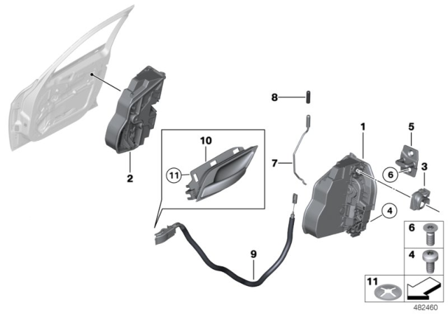 2014 BMW X1 Inner Right Door Handle Diagram for 51412991954