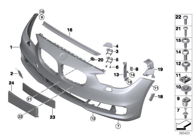 2015 BMW 535i GT Trim Panel, Front Diagram