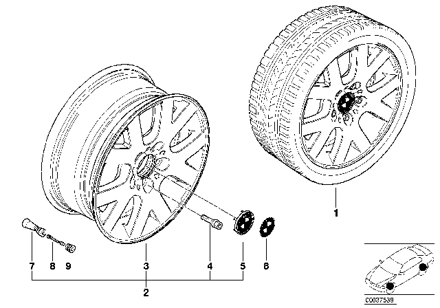 2003 BMW 325Ci BMW LA Wheel, V-Spoke Diagram 1