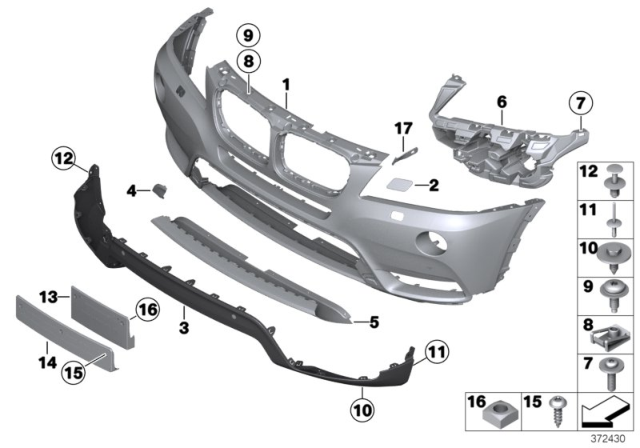 2016 BMW X3 Bracket, Right Diagram for 51117212956