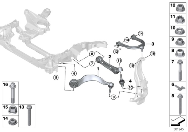 2020 BMW M8 Top Left Camber Correction Control Arm Diagram for 31108053331