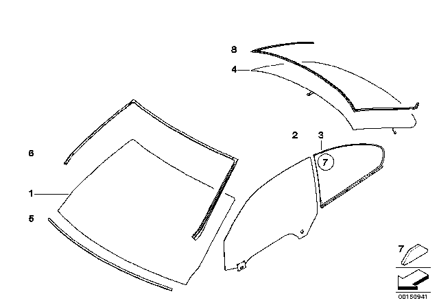 2012 BMW 328i xDrive Glazing Diagram