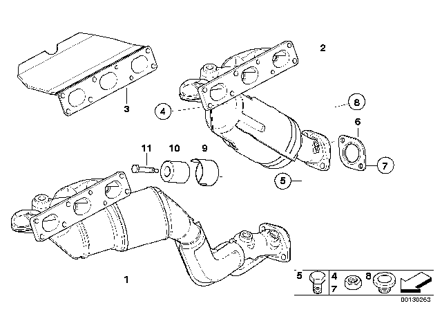 2004 BMW X3 Exhaust Manifold With Catalyst Diagram