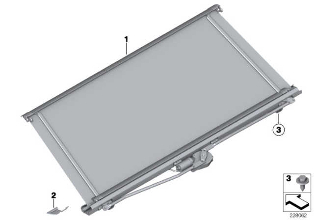 2011 BMW 750i Roller Sun Blind, Storage Shelf Diagram 2