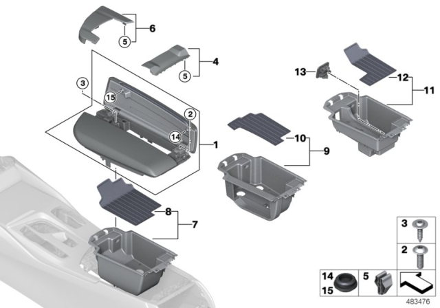 2020 BMW 530e Armrest, Centre Console Diagram