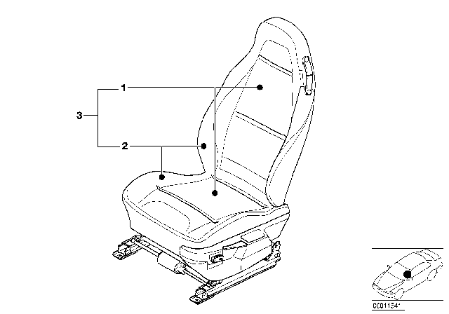 2000 BMW Z3 Leather Upholstery, Oregon Point Diagram for 51928237363