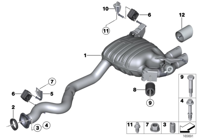 2014 BMW X1 Rear Exhaust Flap Muffler Diagram for 18307615958