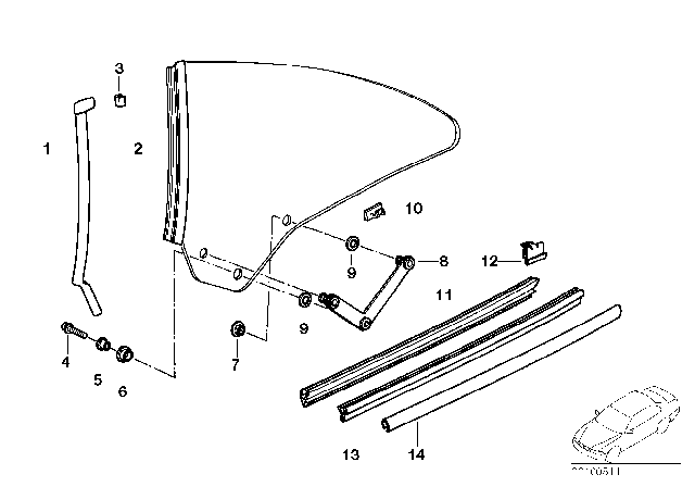 1995 BMW 850Ci Door Window Lifting Mechanism Diagram 3