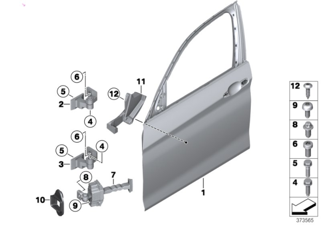 2018 BMW 330i Front Door - Hinge / Door Brake Diagram