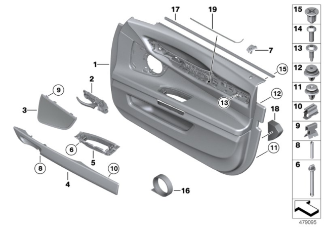 2010 BMW 750i Door Trim Panel Diagram