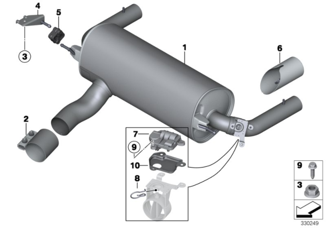 2015 BMW 435i Rear Exhaust Flap Muffler Diagram for 18307646997