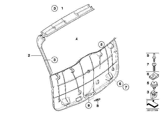 2004 BMW X3 Lower Tail Lid Trim Panel Diagram for 51493404318