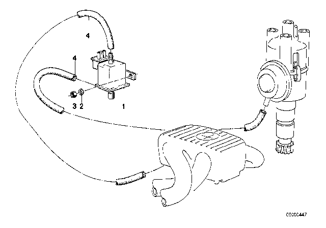 1985 BMW 318i Electric Valve Diagram for 11741277973