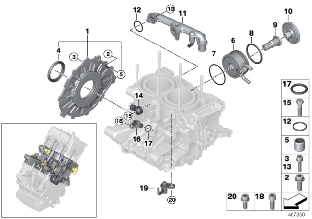 2017 BMW i3 Engine Crankshaft Position Sensor Diagram for 13628623437