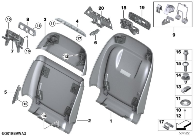 2019 BMW X5 Support Convenience Trim, To Diagram for 52106995009