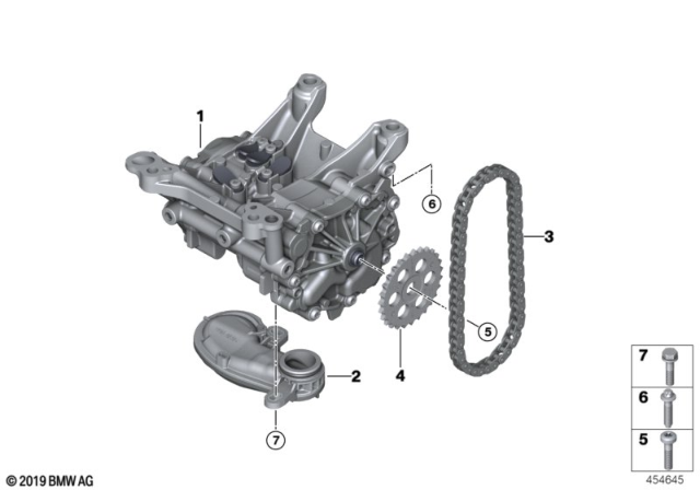 2018 BMW 540d xDrive Lubrication System / Oil Pump With Drive Diagram