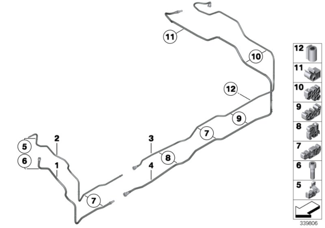 2012 BMW 750i Fuel Pipe And Mounting Parts Diagram