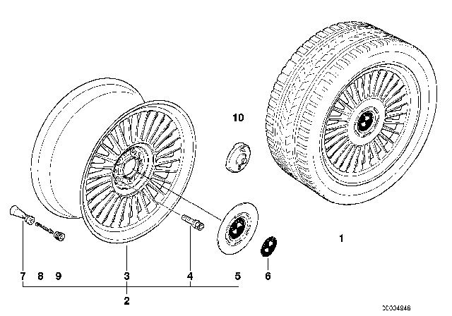 1996 BMW 750iL Multi-Spoke Styling Diagram