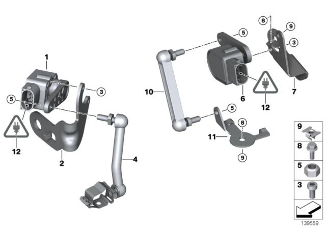 2013 BMW 328i Headlight Vertical Aim Control Sensor Diagram