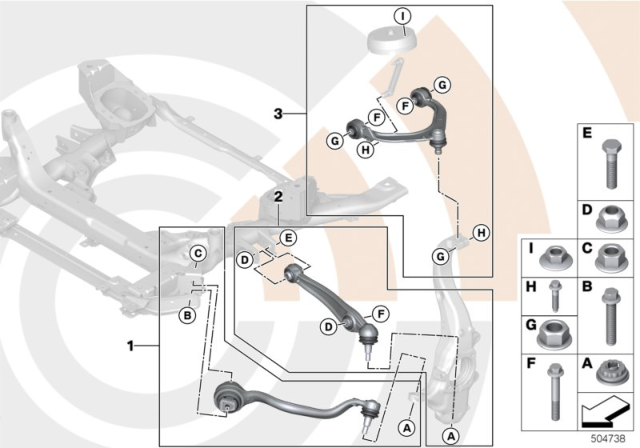 2016 BMW X5 WISHBONE REPAIR KIT BOTTOM R Diagram for 33322475210