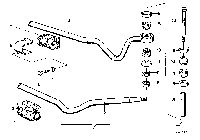 1980 BMW 320i Rubber Mounting Diagram for 31351126577