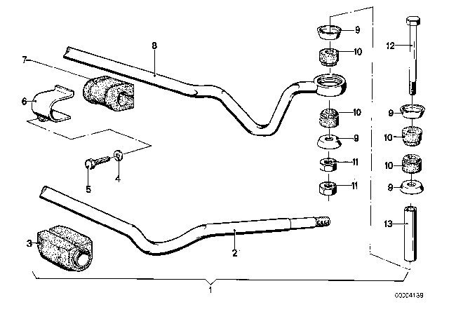 1980 BMW 320i Stabilizer, Front Diagram for 31351126574