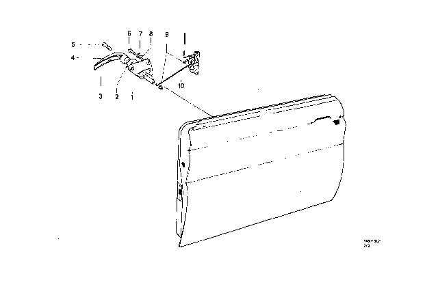 1969 BMW 2000 Front Door - Hinge / Door Brake Diagram 2