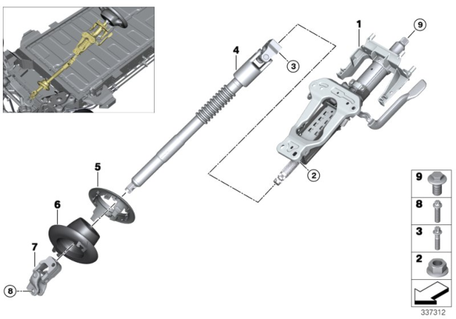 2014 BMW i3 Steering Column Mechanical Adjustable / Mounting Parts Diagram
