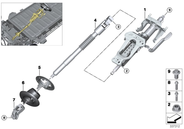 2020 BMW i3 Steering Column Mechanical Adjustable / Mounting Parts Diagram