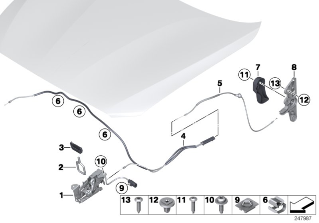 2015 BMW M235i Bonnet / Closing System / Mounted Parts Diagram