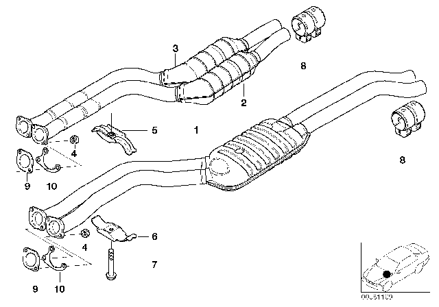 2001 BMW 330i Front Silencer Diagram