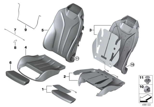 2018 BMW 440i xDrive Seat, Front, Cushion & Cover Diagram 1