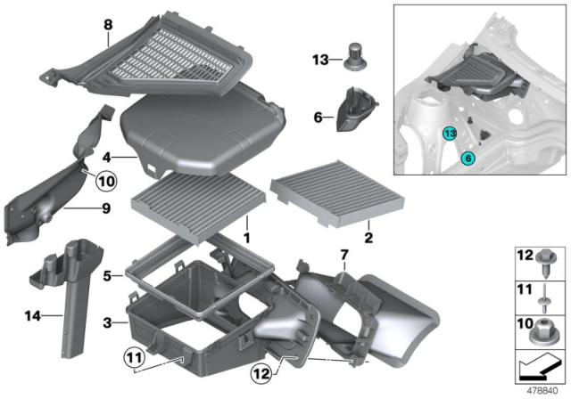 2017 BMW X3 Microfilter / Housing Parts Diagram