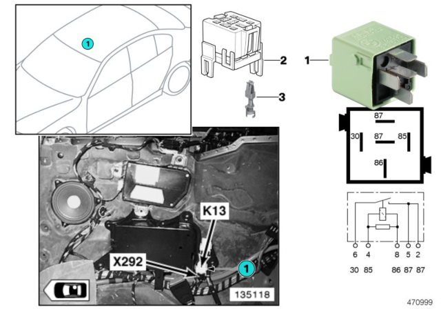 2005 BMW M3 Relay, Heated Rear Window Diagram 1