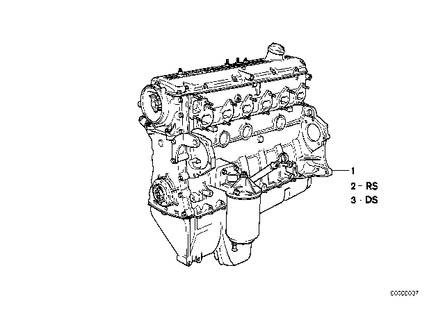 1986 BMW 635CSi Exchange Short Engine Diagram for 11001735079