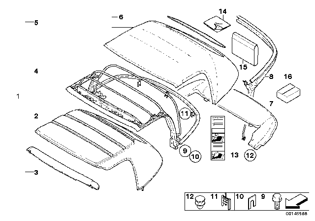 2000 BMW Z8 Folding-Top Frame Diagram for 54347036364
