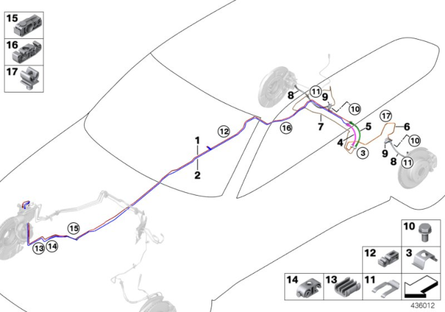 2016 BMW X5 M Brake Pipe, Rear Diagram