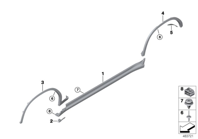 2019 BMW X3 Side Skirt Trim Right Diagram for 51127488232