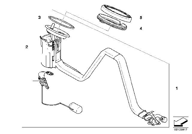 2005 BMW 525i Fuel Pump / Fuel Level Sensor Right Diagram