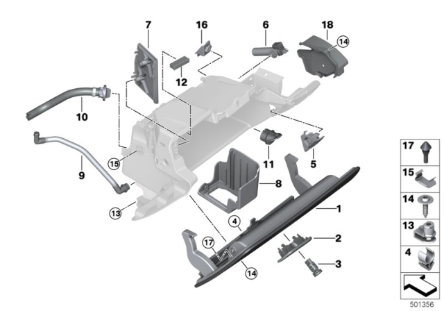 2020 BMW 745e xDrive Glove Box Lid Diagram for 51169348402