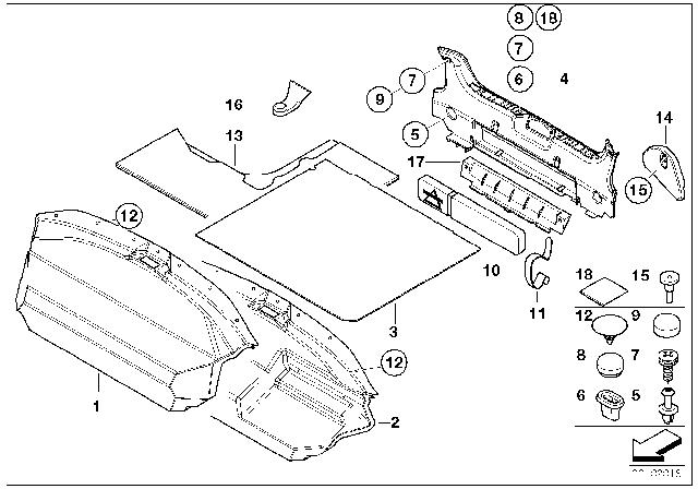 2001 BMW Z3 M Trunk Trim Panel Diagram