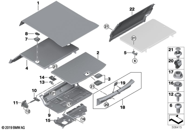 2020 BMW 540i Trim Panel, Rear Trunk / Trunk Lid Diagram 1