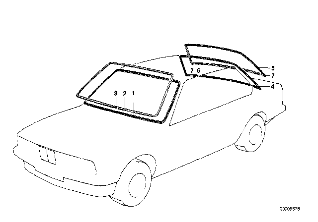 1989 BMW 325i Glazing, Mounting Parts Diagram