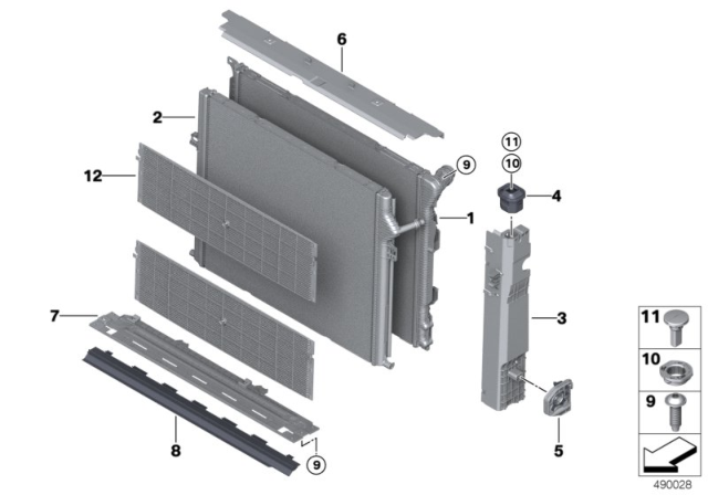 2017 BMW 430i Radiator Mounting Parts Diagram