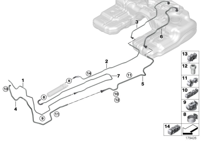 2012 BMW X5 Fuel Pipes / Mounting Parts Diagram