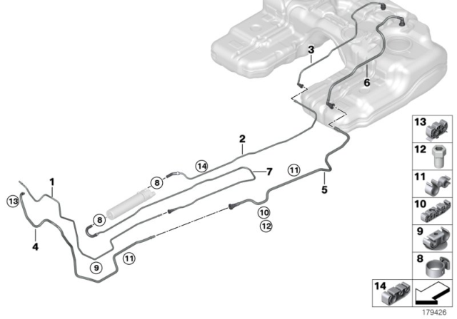 2018 BMW X5 Fuel Pipes / Mounting Parts Diagram 2