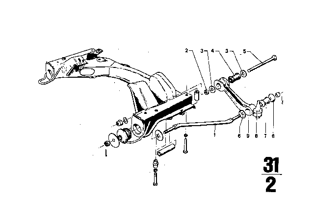 1971 BMW 2800CS Front Axle Support / Wishbone Diagram