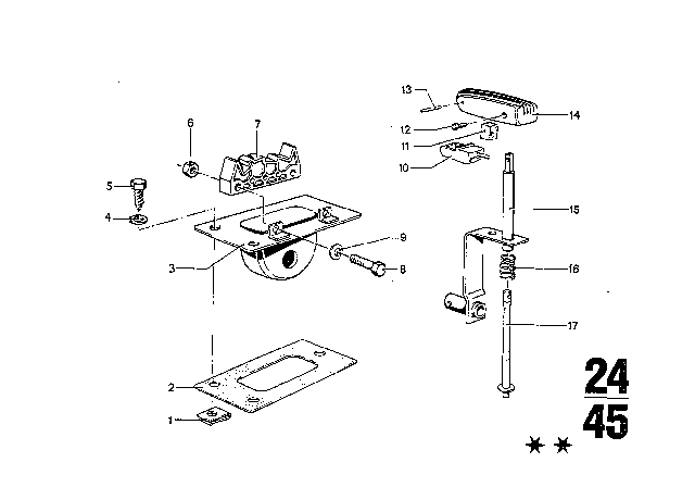 1975 BMW 3.0Si Gear Shift / Parking Lock (ZF 3HP22) Diagram 5