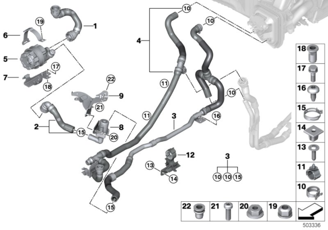 2020 BMW X7 COOLANT HOSE RADIATOR FEED 3 Diagram for 64216992931